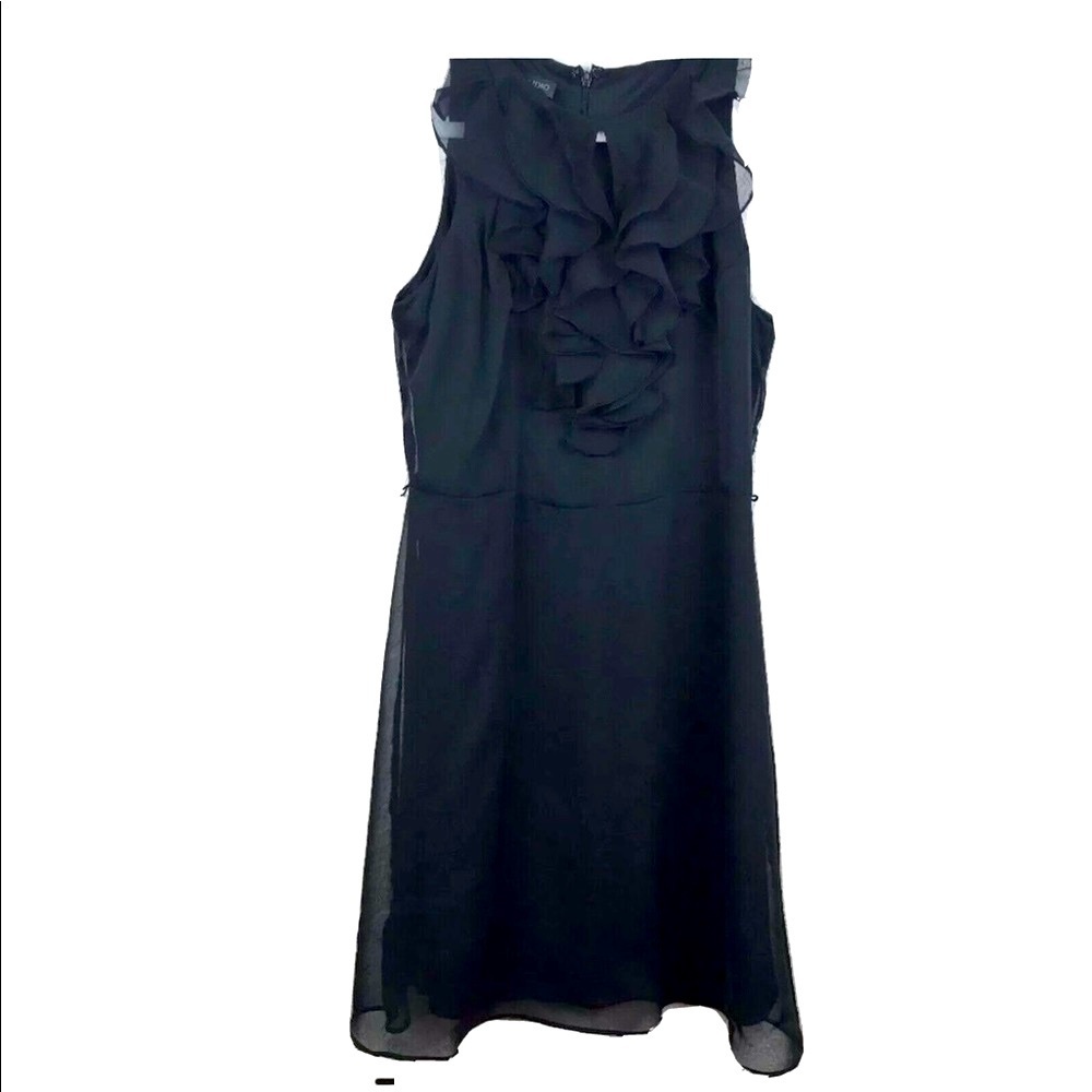 IN Studio Womens Sleeveless Black Dress With Ruffle Front Sz 4P